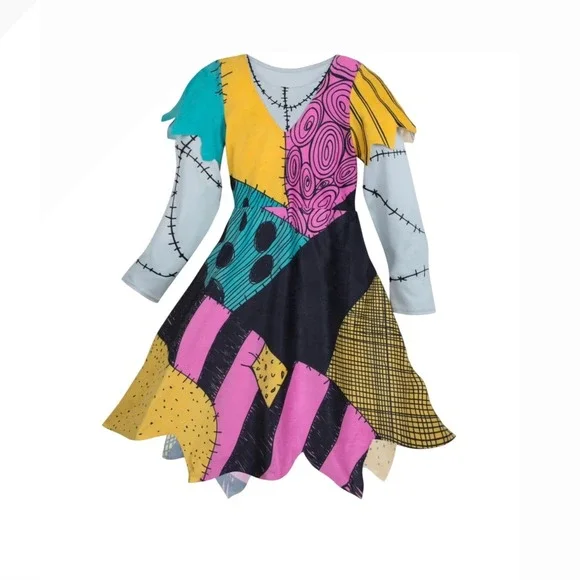 Disney Sally Nightmare‎ Before Christmas Costume Dress Leggings Girls 7/8 - Picture 2 of 11